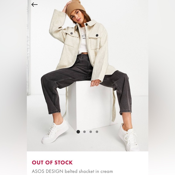 NWT ASOS DESIGN belted shacket in cream - Picture 2 of 4